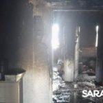 Женщина с ребенком успела спастись из горящего дома в Лысогорском районе