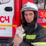 Саратовские пожарные вынесли кота из горящего дома на Заовражной