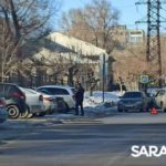 Две иномарки блокировали Новоузенскую в Саратове