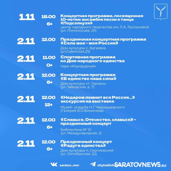 День народного единства в Саратове: программа мероприятий День народного единства в Саратове: программа мероприятий