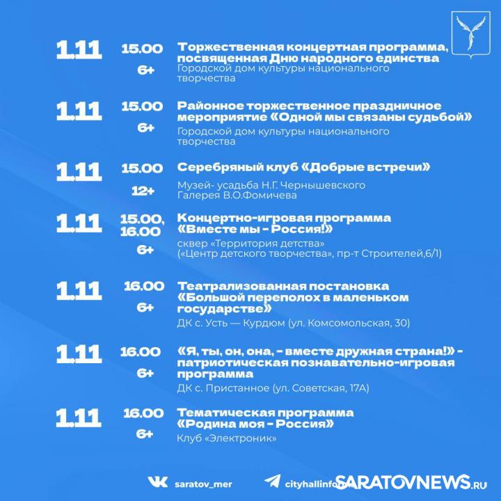 День народного единства в Саратове: программа мероприятий День народного единства в Саратове: программа мероприятий