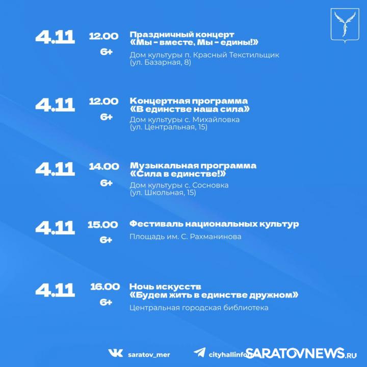День народного единства в Саратове: программа мероприятий День народного единства в Саратове: программа мероприятий