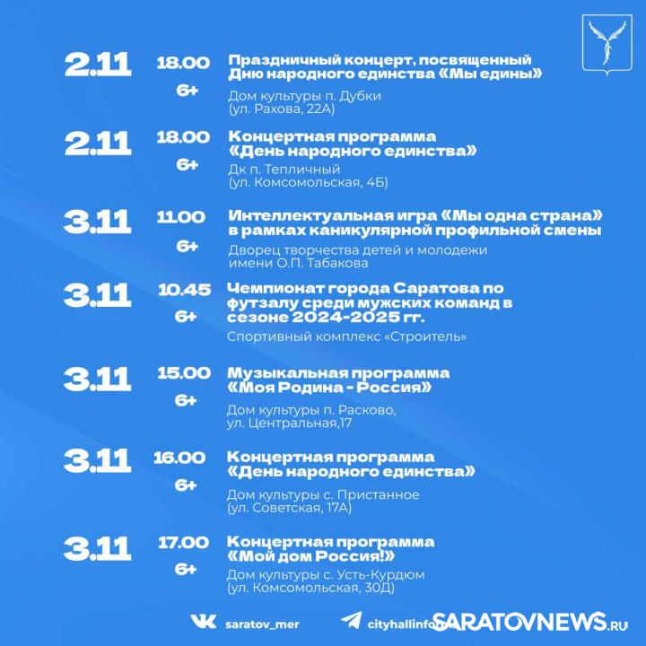 День народного единства в Саратове: программа мероприятий День народного единства в Саратове: программа мероприятий