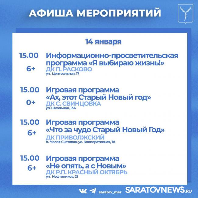 В Саратовской области продолжаются новогодние программы В Саратовской области продолжаются новогодние программы