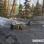 В Заводском районе Саратова сильно запущена и разбита часть сквера