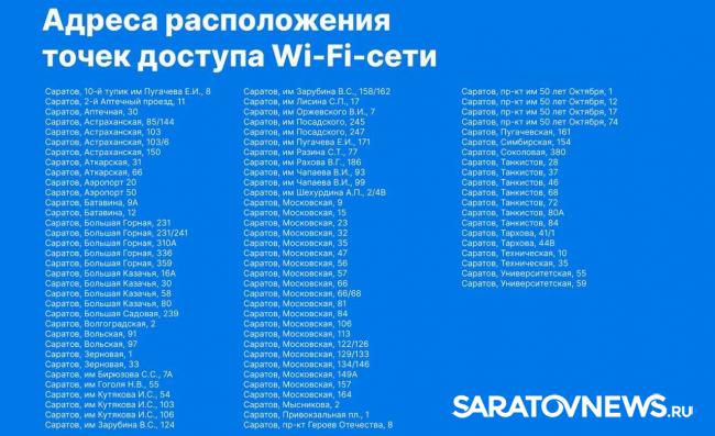 В Саратове и Энгельсе заработали точки бесплатного Wi-Fi: список адресов В Саратове и Энгельсе заработали точки бесплатного Wi-Fi: список адресов