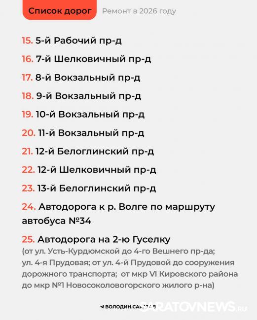 Стало известно, какие дороги Саратова будут отремонтированы в этом году Стало известно, какие дороги Саратова будут отремонтированы в этом году