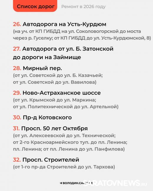 Стало известно, какие дороги Саратова будут отремонтированы в этом году Стало известно, какие дороги Саратова будут отремонтированы в этом году