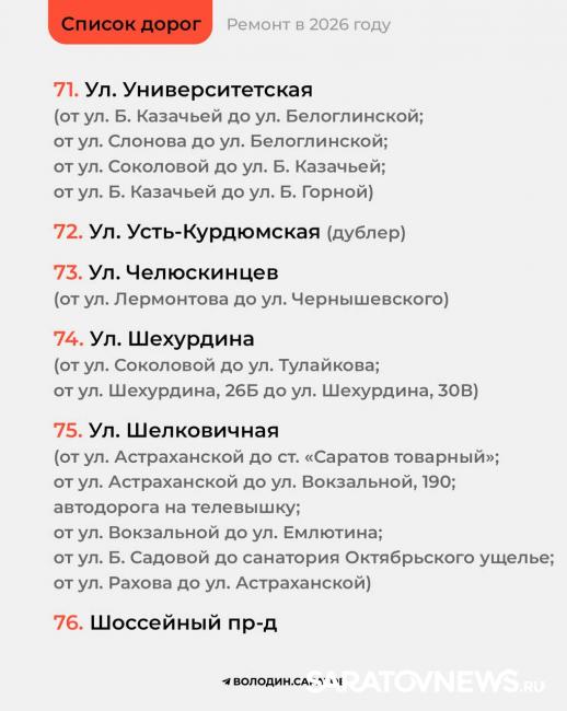 Стало известно, какие дороги Саратова будут отремонтированы в этом году Стало известно, какие дороги Саратова будут отремонтированы в этом году