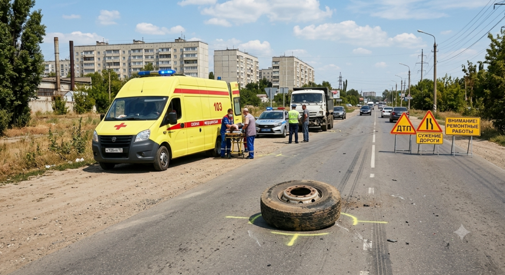 В Саратове отлетевшее от КамАЗа колесо чуть не убило мужчину В Саратове отлетевшее от КамАЗа колесо чуть не убило мужчину